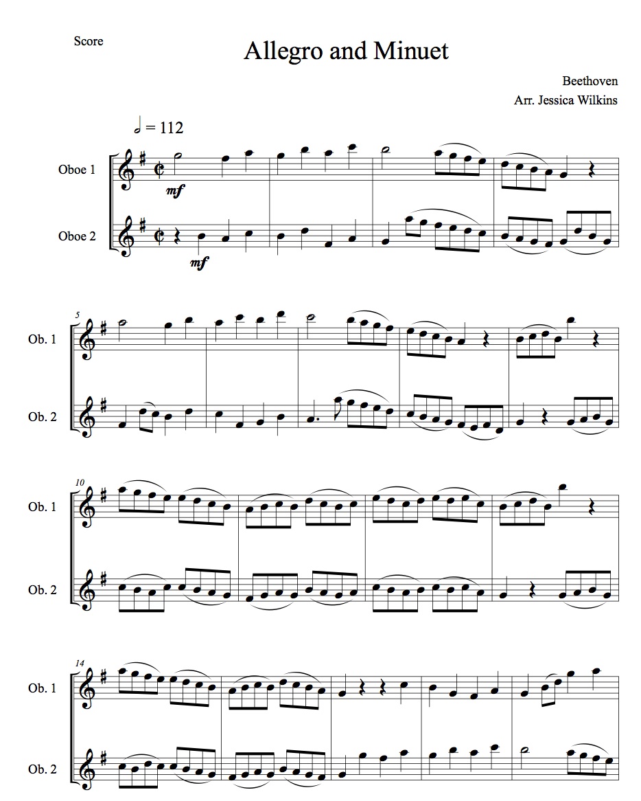 Sample Beethoven Duet JDW Sheet Music